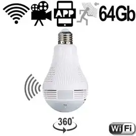 WIFI HD-SpyCam in LED-Lampe, 64 Gb