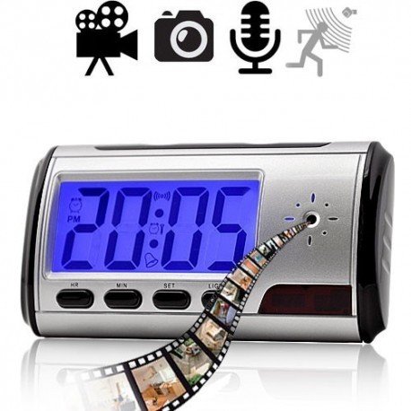 HD SpyCam im Wecker, Bewegungsaktiverte Video &Tonaufnahme, MicroSD bis zu 32GB.